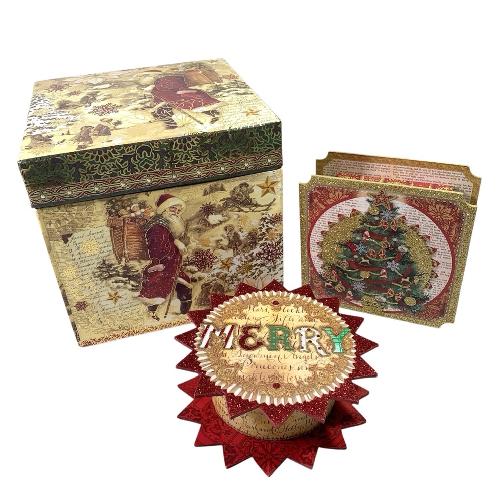 Punch Studio Bundle 3 Christmas Holiday Decor Gift Sturdy Cardboard Boxes
